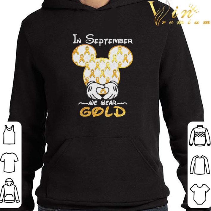 Mickey mouse in September we wear Gold Breast Cancer shirt