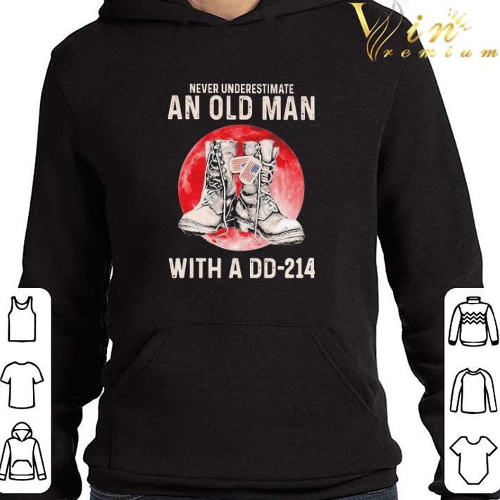 Never underestimate an old man with a dd 214 blood Moon shirt