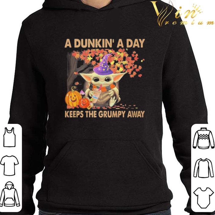 Star Wars Baby Yoda hug Dunkin’ Donuts a day keeps the grumpy away Halloween shirt 3 Star Wars Baby Yoda hug Dunkin’ Donuts a day keeps the grumpy away Halloween shirt