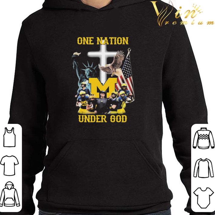 One Nation Michigan Wolverines under god American flag shirt