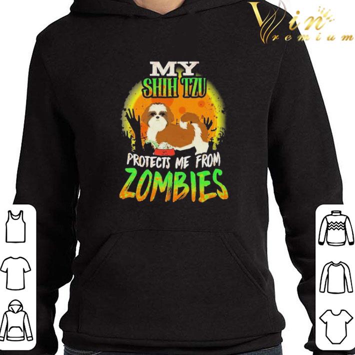 My Shih Tzu protects Me from Zombies halloween shirt