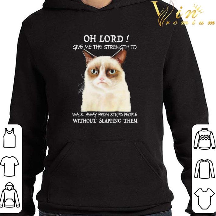 Grumpy Cat oh lord give Me the strength to walk away from stupid people without slapping them shirt
