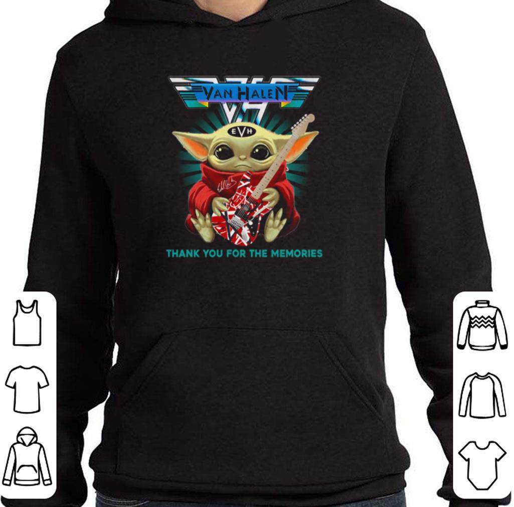 Baby Yoda Hug Eddie Van Halen thank you for the memories signatures shirt