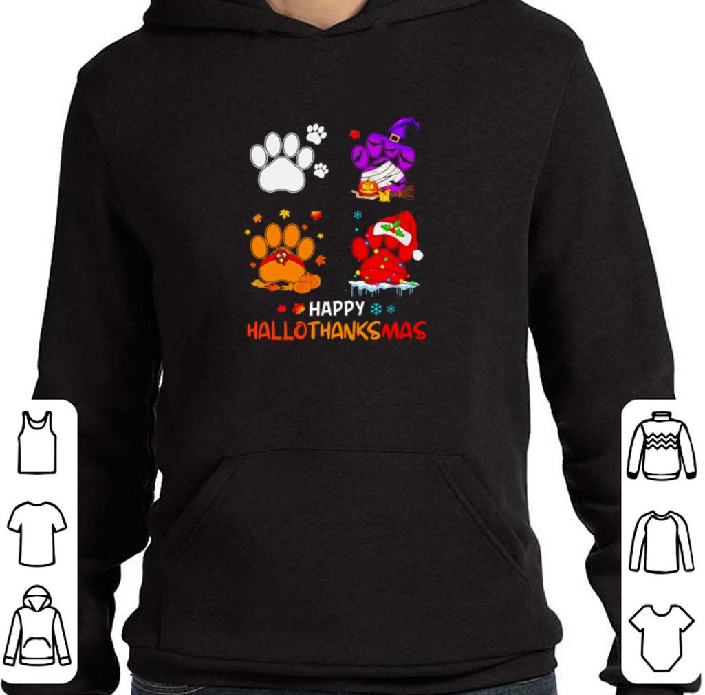 Dog paw Merry Christmas Happy Hallothanksmas shirt