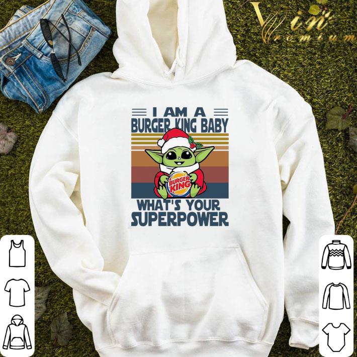 Baby Yoda Santa Hug Burger King What’s Your Superpower Vintage Retro Christmas Sweater shirt