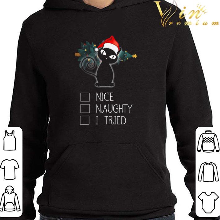 Santa Black Cat Nice Naughty I Tried shirt