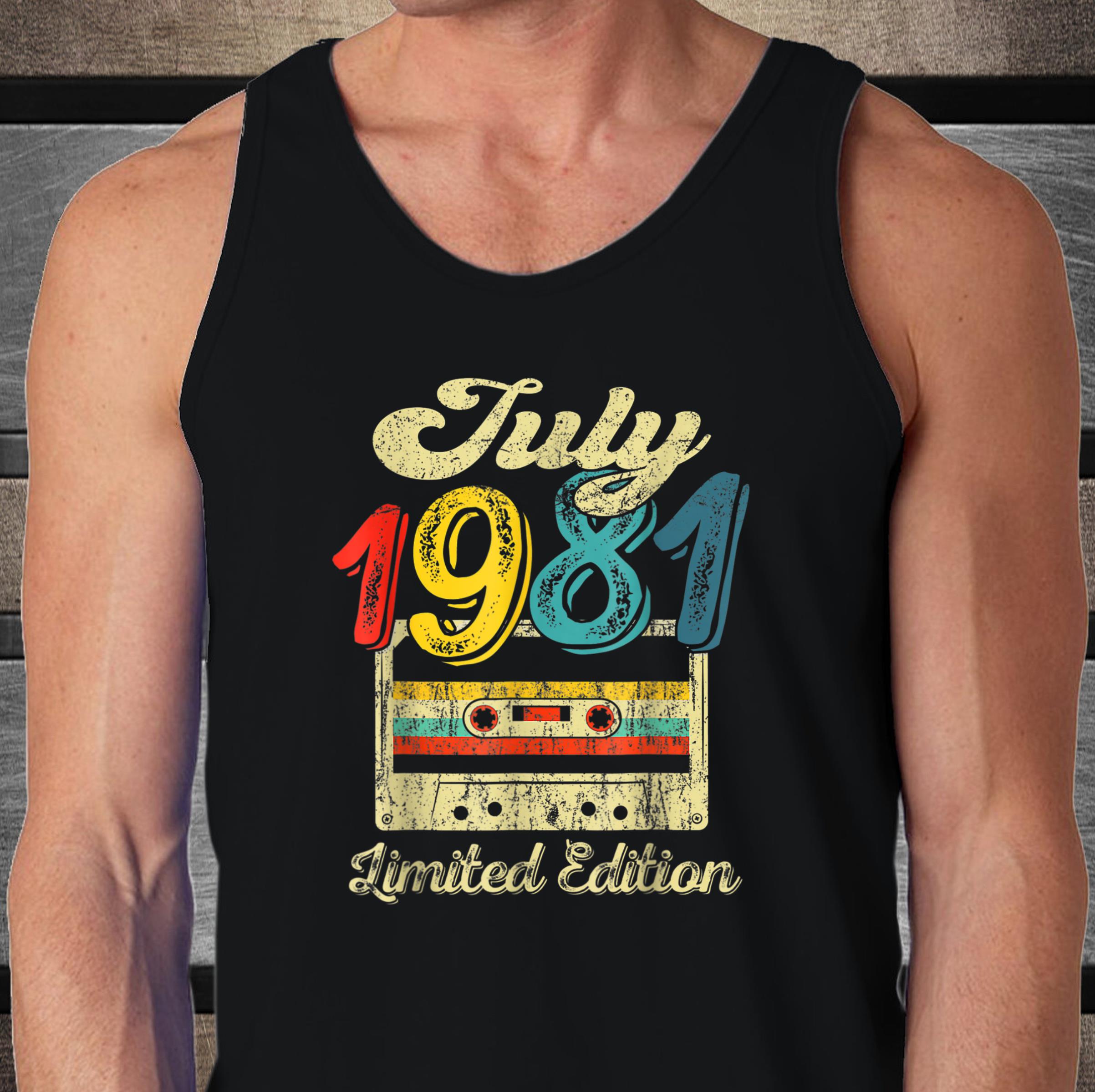 Vintage July 1981 Cassette Tape 40th Birthday Decorations Tank Top
