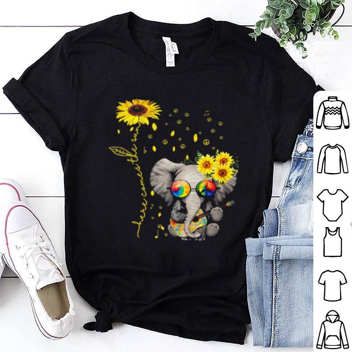 Elephant Autism awareness here comes the sun sunflowers shirt 7 Elephant Autism awareness here comes the sun sunflowers shirt 7