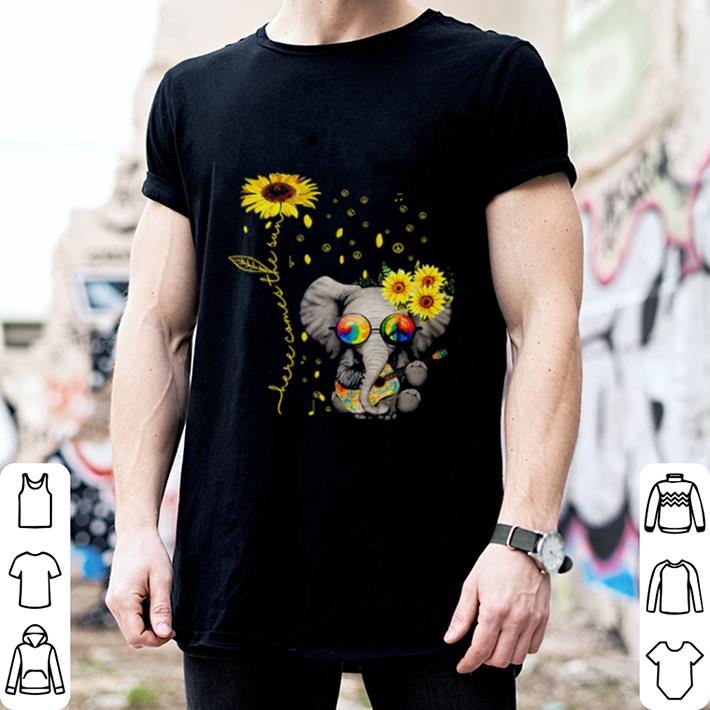 Elephant Autism awareness here comes the sun sunflowers shirt 2 Elephant Autism awareness here comes the sun sunflowers shirt 2