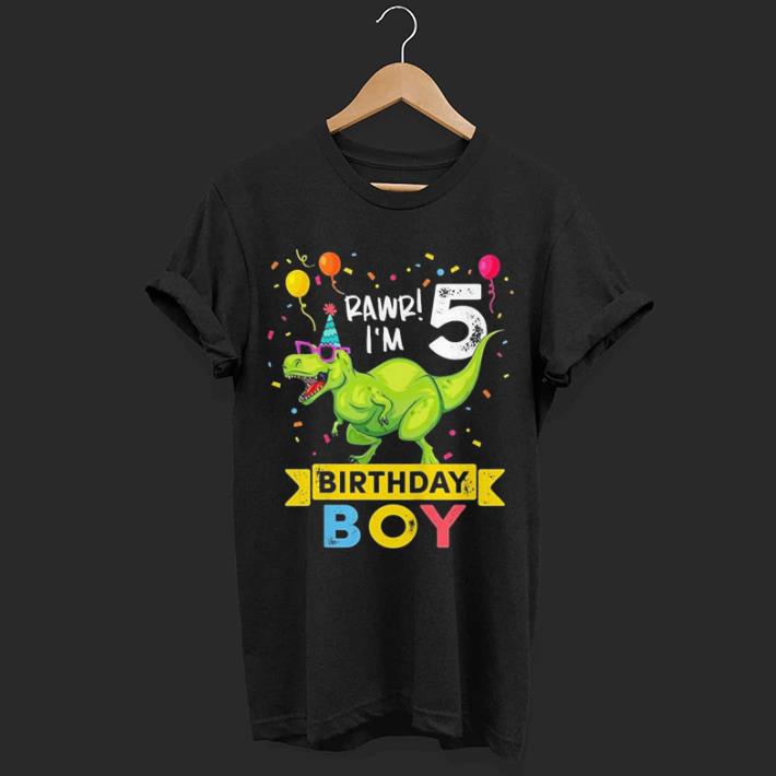 Kids 5 Year Old Birthday Boy T Rex Dinosaur shirt 7