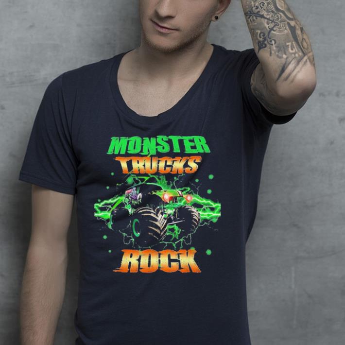 Monster Trucks Rock Rule Bright Green shirt