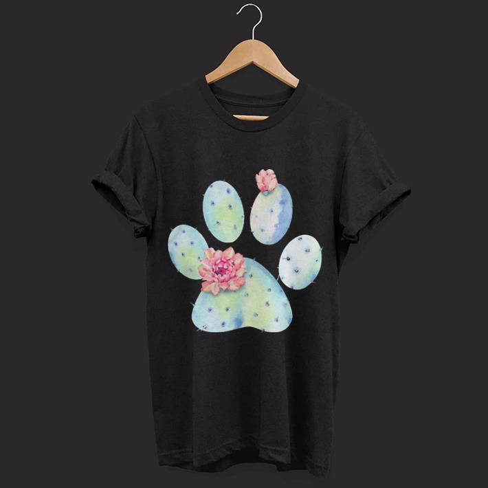 Dog paw cactus with flower shirt 7