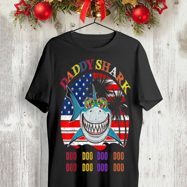 American Falg Father Day Daddy Shark doo doo doo doo shirt 9