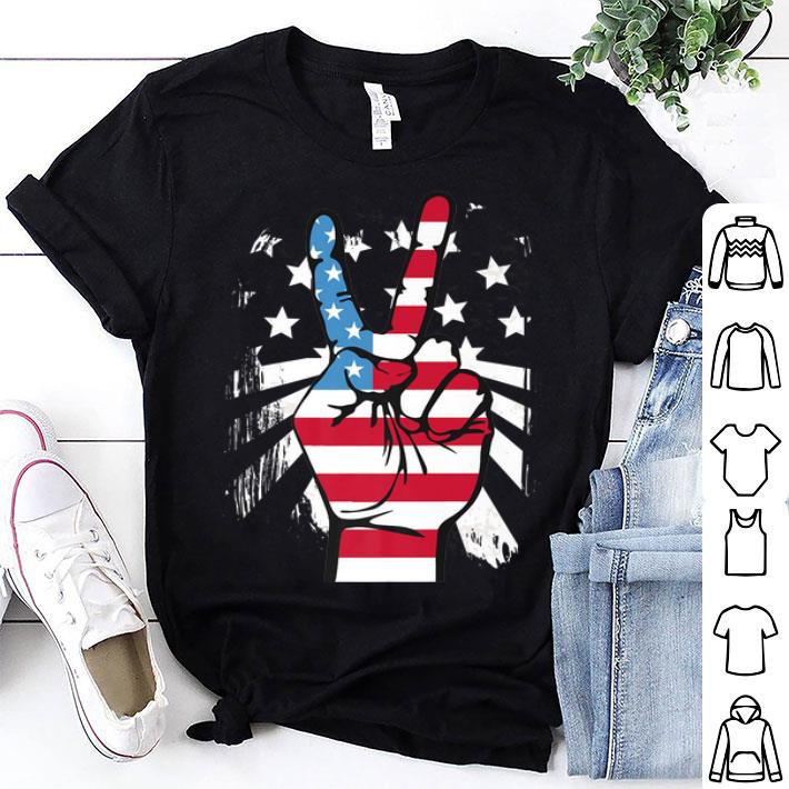4th of July American Flag Peace Sign Hand shirt 9