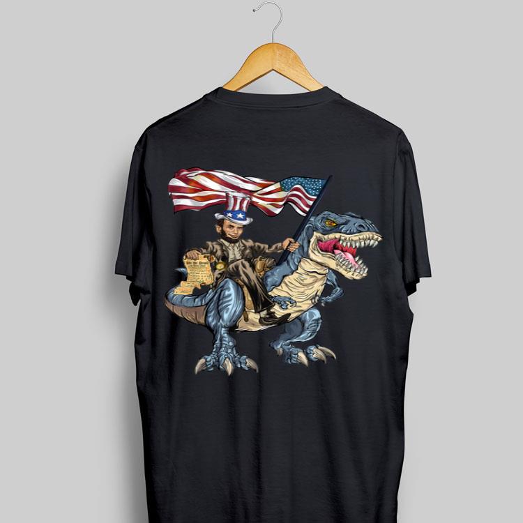 Ahbraham Lincoln Murica American Flag Ride T-rex 4th Of July Independence Day shirt 8