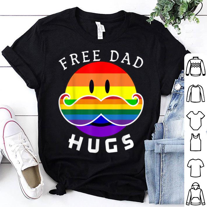 Free Dad Hugs Rainbow Emoji Mustache LGBT Proud Dad shirt 9