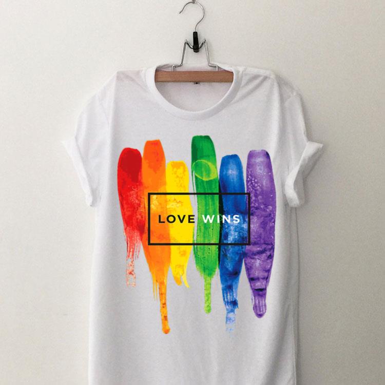 LGBT Love Wins Rainbow Paint Typographic shirt 9