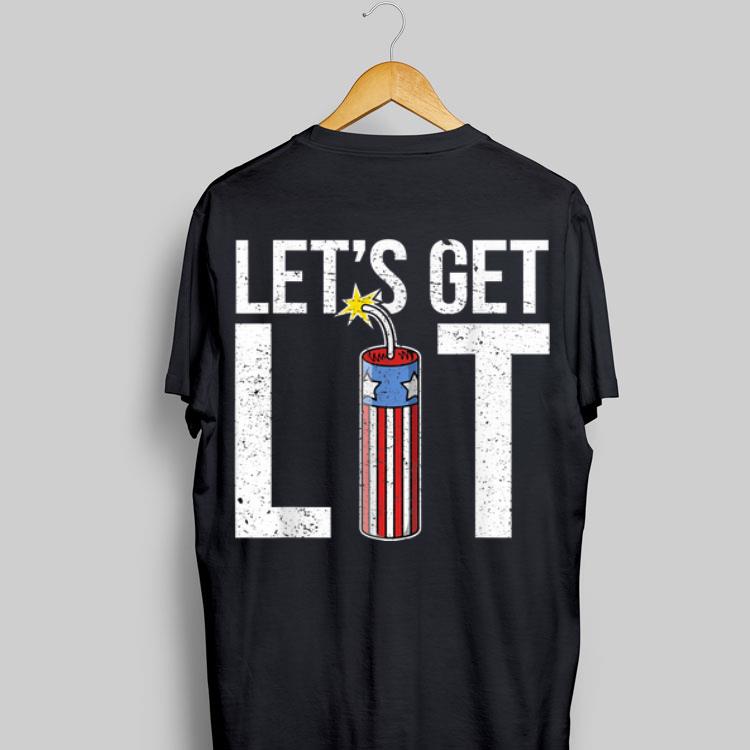 Let's Get Lit Fireworks USA Flag July 4th shirt 9