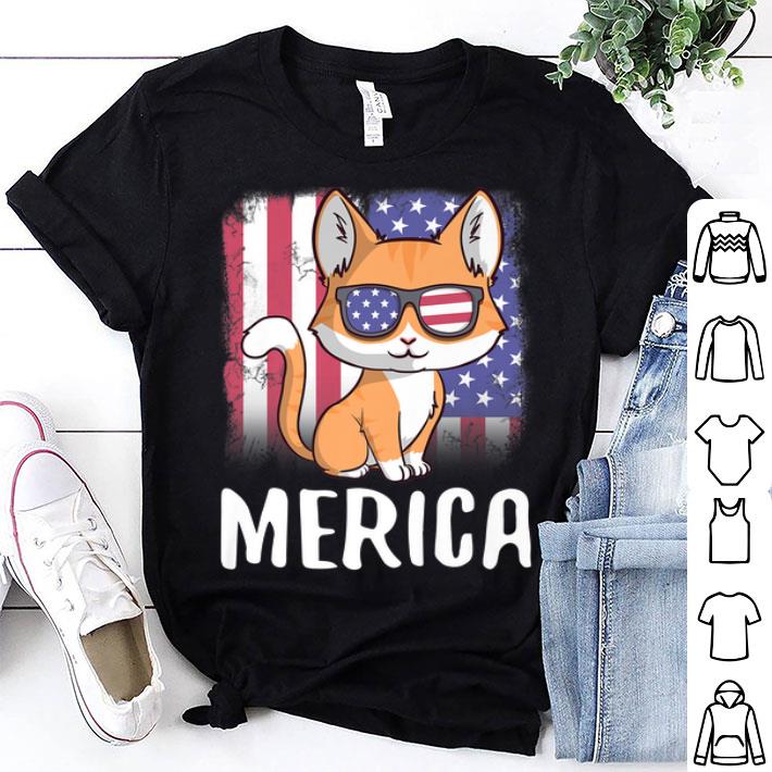 Merica Cat Patriotic USA Flag 4th of July shirt 9