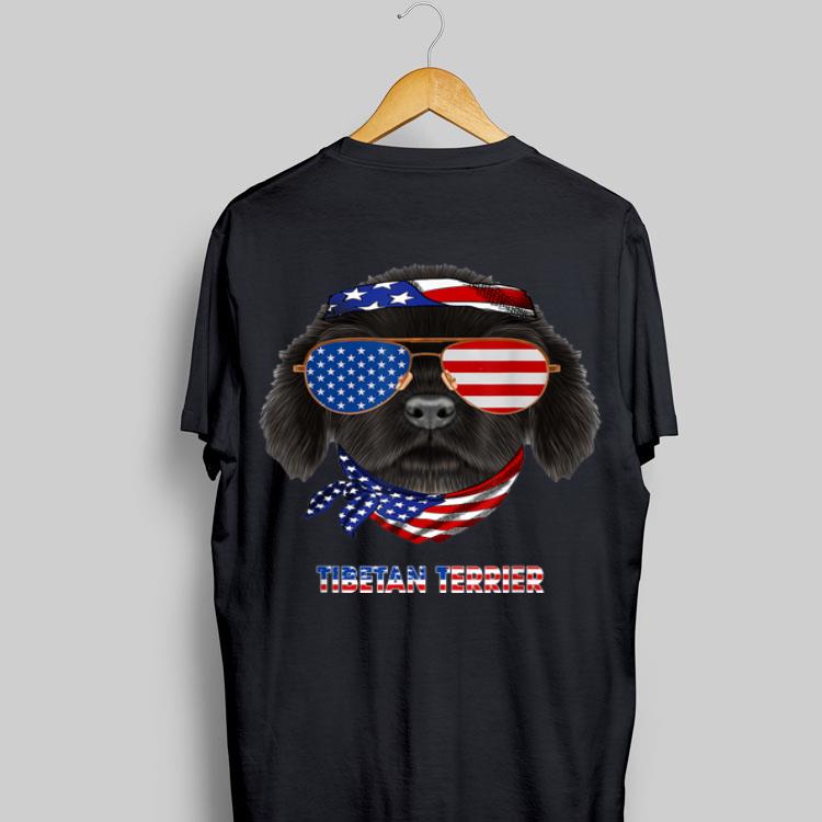 Tibetan Terrier Dog American Flag Sunglass shirt 8