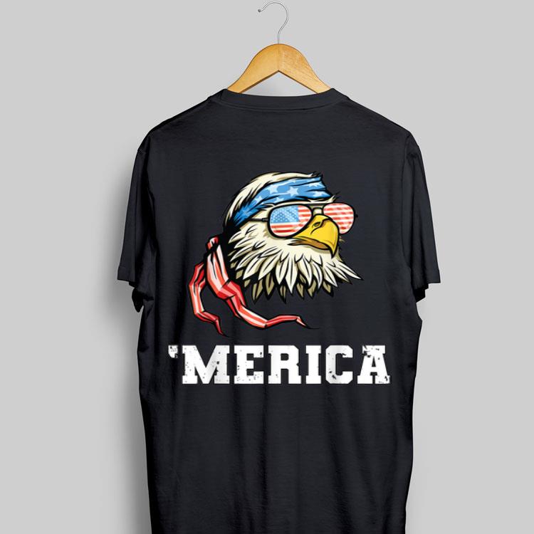 4th Of July Merica Patriotic USA Flag Bald Eagle With American Headband And Sunglass shirt 9