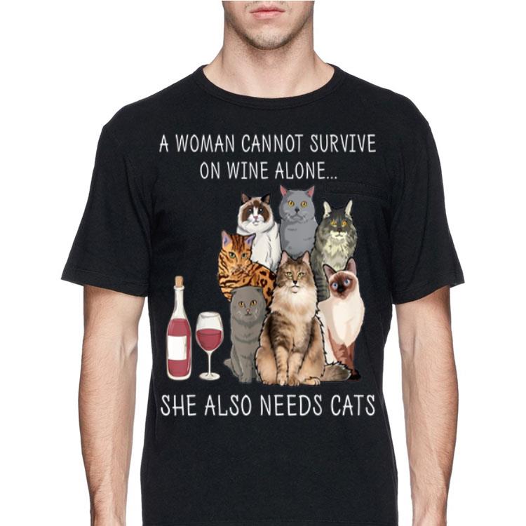 A Woman Cannot Survive on Wine Alone She Also Needs Cats shirt 12 A Woman Cannot Survive on Wine Alone She Also Needs Cats shirt