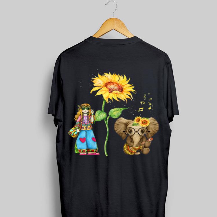 Hippie Girl Sunflower Elephant Guitar shirt 9