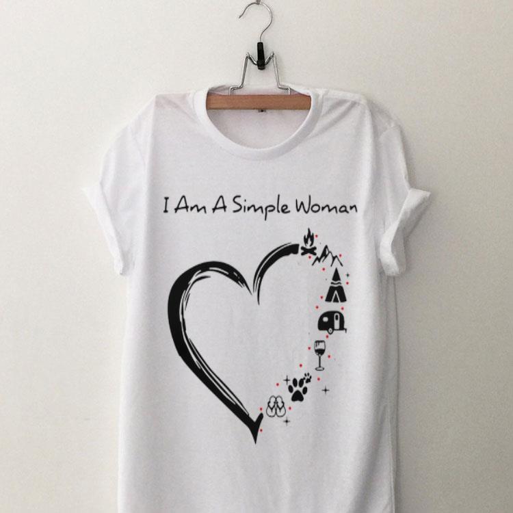 I am a simple woman heart camping mountain wine animals and flip flop shirt 8