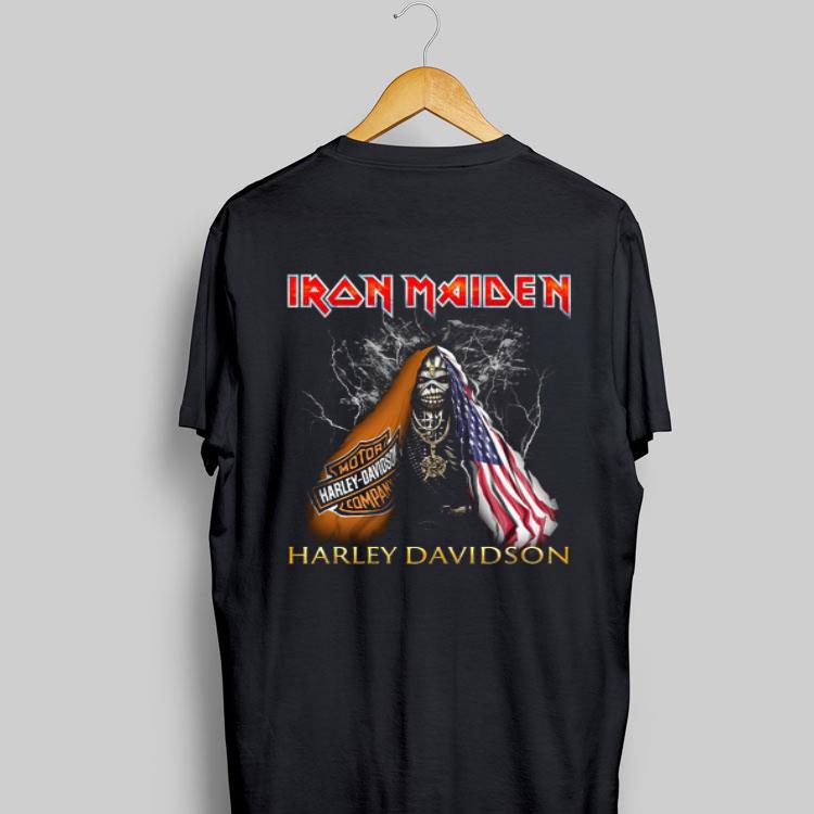 Iron Maiden Harley Davidson Skull American Flag shirt 8