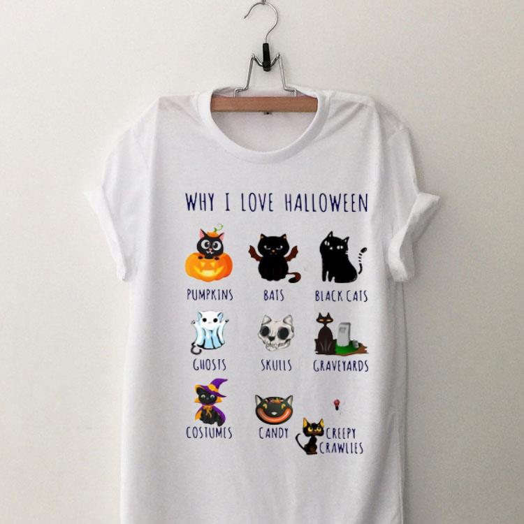 Pumpkins Bats Black Cats Ghosts Skulls Why I Love Halloween shirt 8
