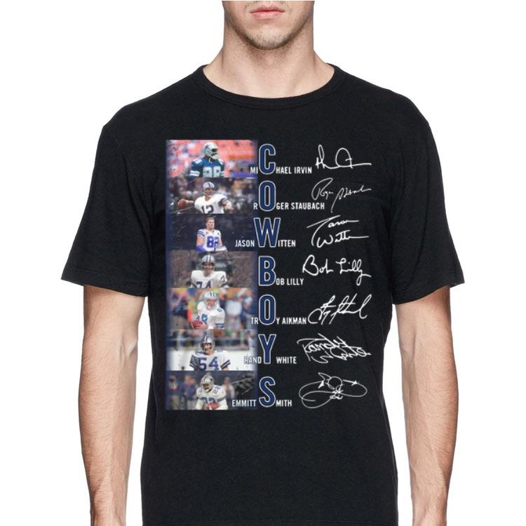 Cowboys Michael Irvin Roger Staubach Jason Witten Bob Lilly Troy Aikman Randy White Emmitt Smith Signatures shirt 12 Cowboys Michael Irvin Roger Staubach Jason Witten Bob Lilly Troy Aikman Randy White Emmitt Smith Signatures shirt