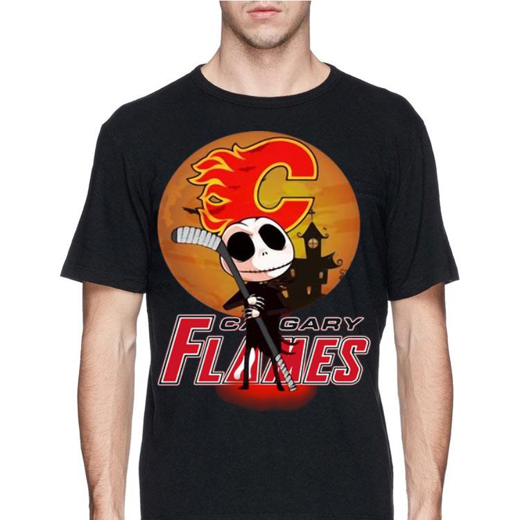 Jack Skellington Holding Hockey Stick Calgary Flames Sunset shirt 12 Jack Skellington Holding Hockey Stick Calgary Flames Sunset shirt