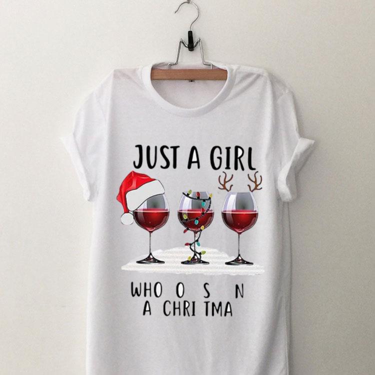 Just A Girl Who Loves Wine At Christmas shirt 9