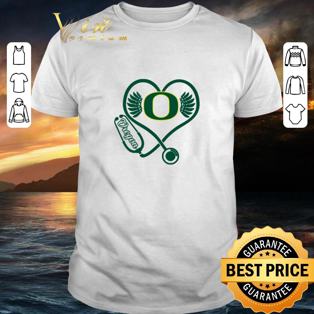 Original Love Oregon Ducks Stethoscope Heartbeat nurse shirt 6