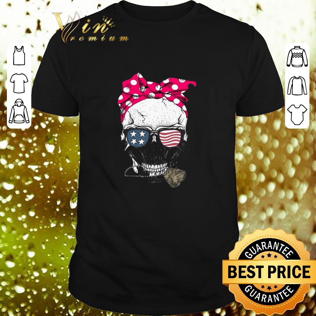 Top Girl Veteran Skull American flag shirt 7