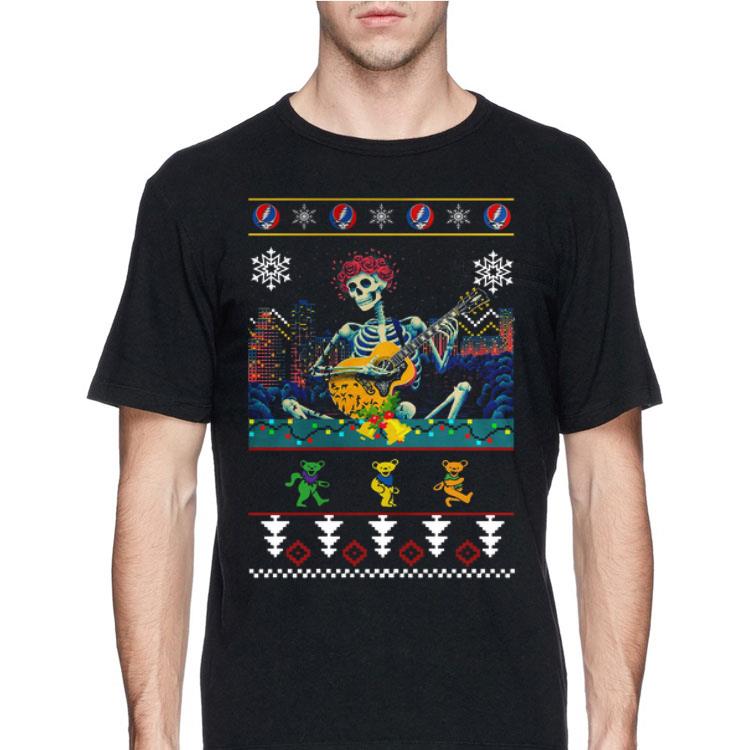 Grateful Dead guitarist skeleton dancing bears ugly Christmas shirt 12 Grateful Dead guitarist skeleton dancing bears ugly Christmas shirt
