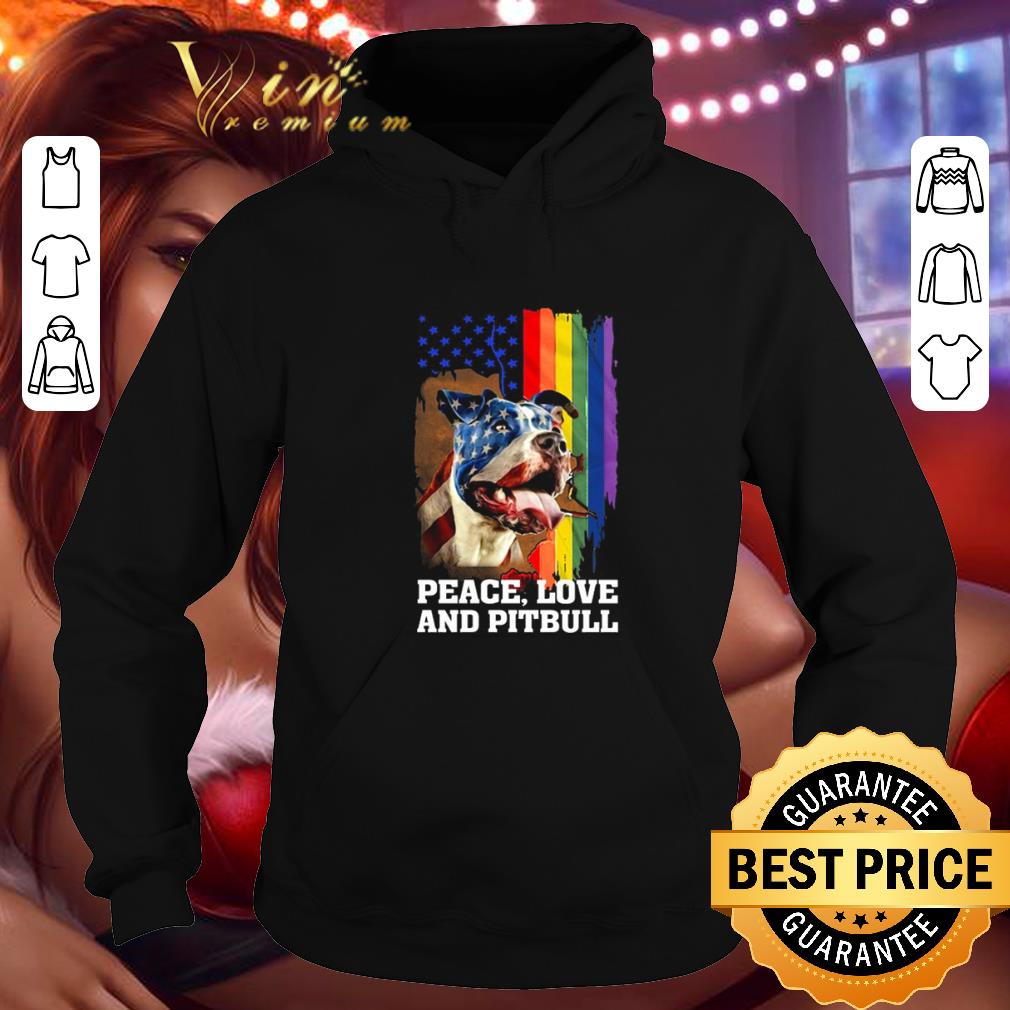 Hot LGBT peace love and pitbull American flag shirt
