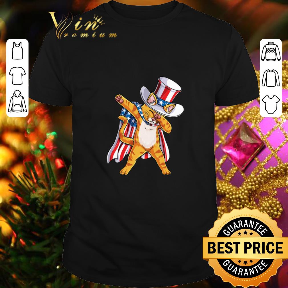 Hot Patriot cat dabbing 4th July independence day American flag shirt 7