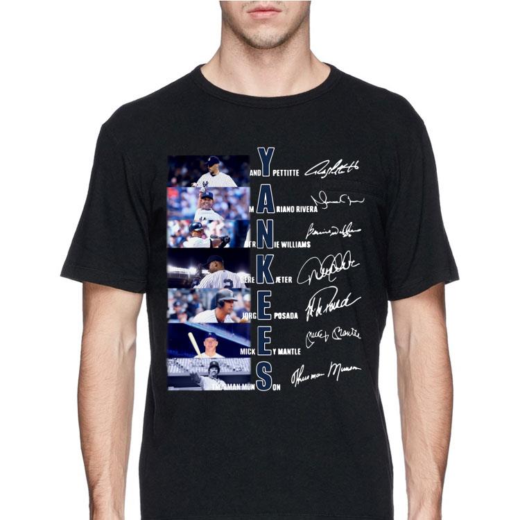 New York Yankees Andy Pettitte Mariano Rivera Bernie Williams signatures shirt 12 New York Yankees Andy Pettitte Mariano Rivera Bernie Williams signatures shirt