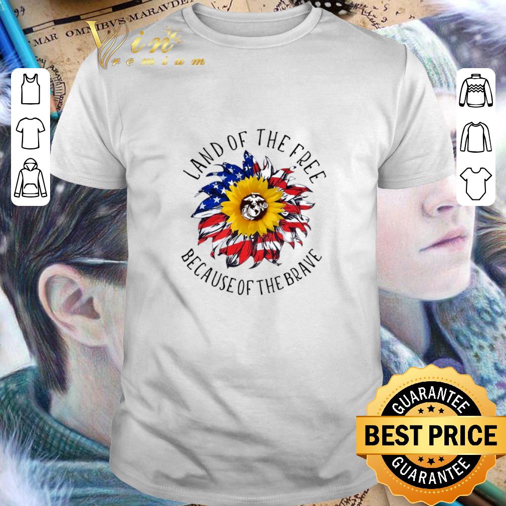 Original Sunflower American flag Land of the free because of the brave shirt 7