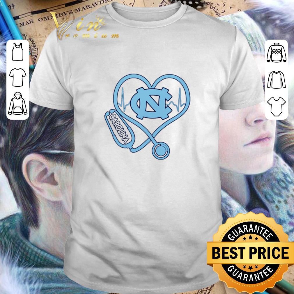 Pretty Heartbeat Nurse love North Carolina Tar Heels shirt 6