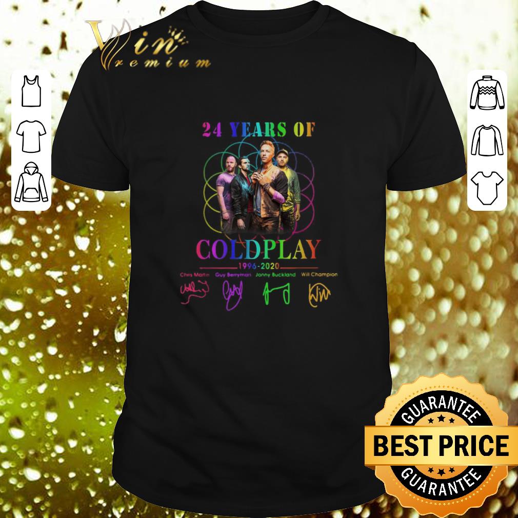 Top 24 years of Coldplay 1996-2020 signatures shirt 7