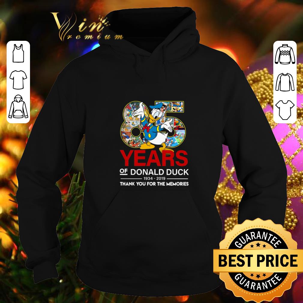 Top 85 years of Donald duck 1934-2019 thank you for the memories shirt