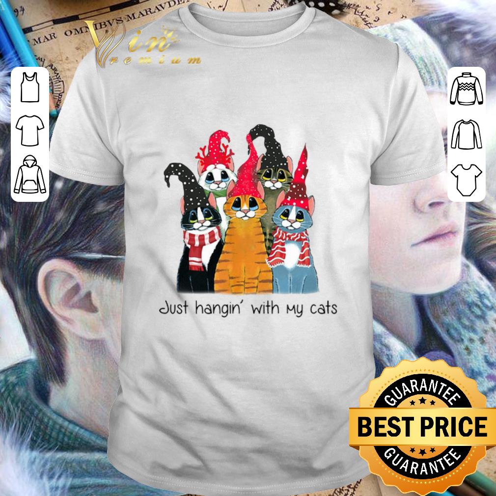 Top Just Hangin with cats Christmas shirt 6