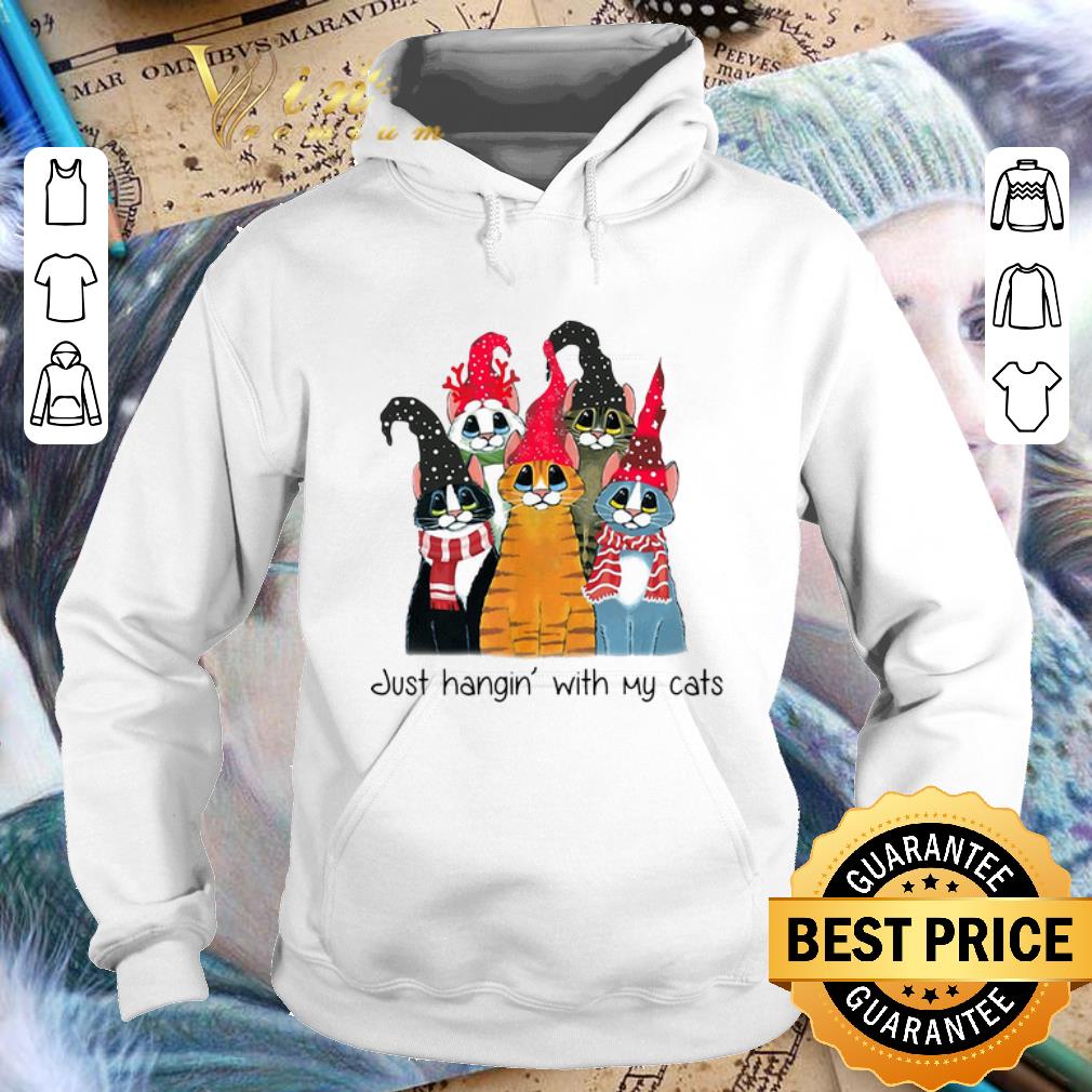 Top Just Hangin with cats Christmas shirt