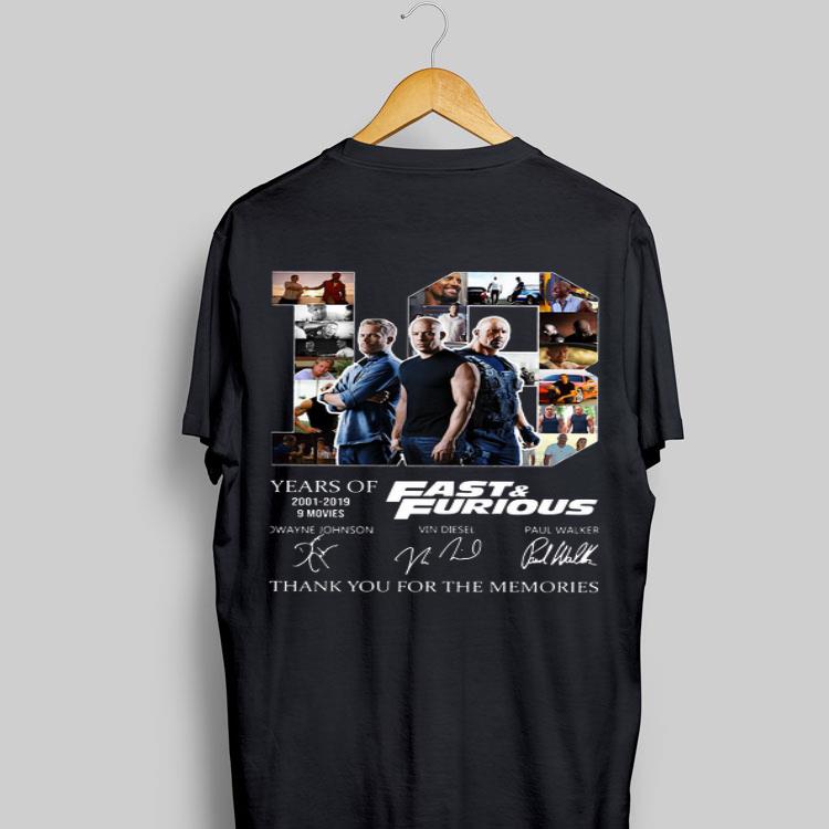Toretto, Hobbs and Brian O’Conner 18 years of Fast and Furious 2001 2019 thank you for the memories signatures sweater 9