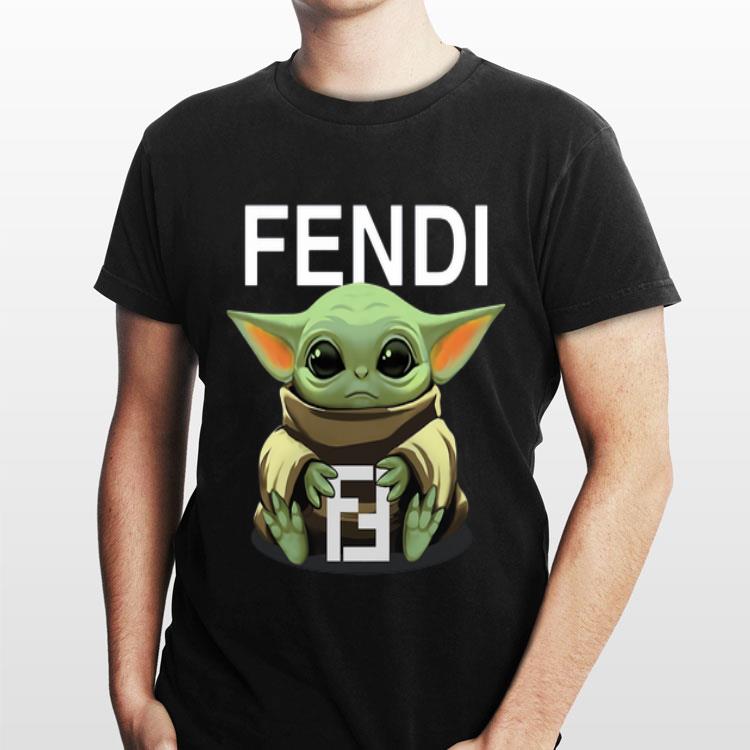 Baby Yoda hug Fendi shirt 2 Baby Yoda hug Fendi shirt 2
