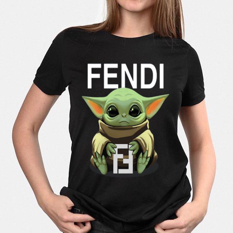 Baby Yoda hug Fendi shirt 3 Baby Yoda hug Fendi shirt 3