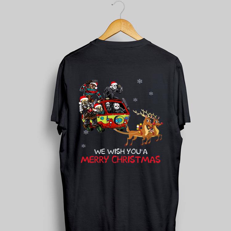Horror character Hippie car riding Reindeer we wish you a merry christmas sweater 7