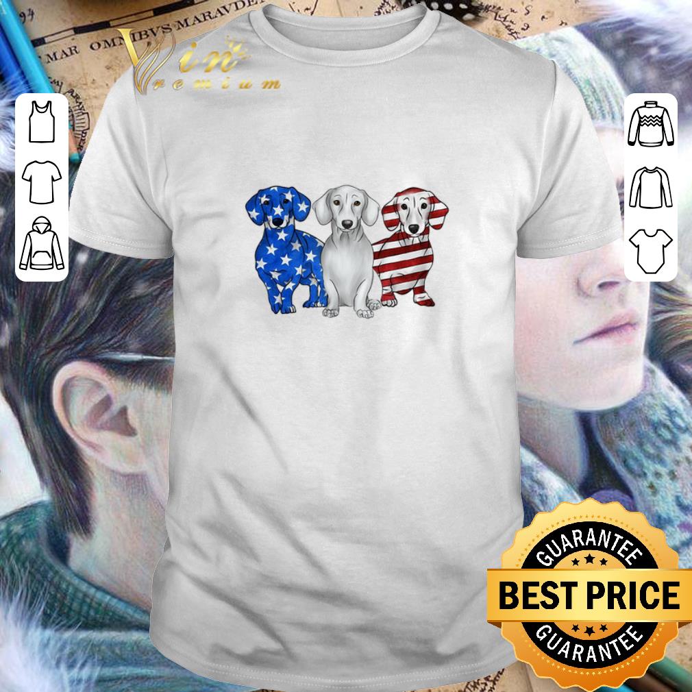 Hot Dachshund Red white and blue American flag shirt 6